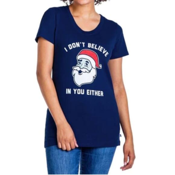 Tipsy Elves Christmas Funny T-shirt I Don't Believe In You Either Santa Large - Picture 1 of 12